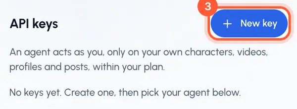 Under API keys, tap New key.