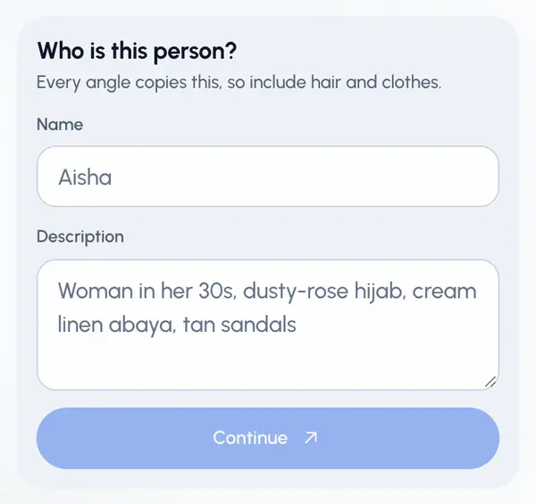 Tap New character. If you don't have a character yet, the form is already open.