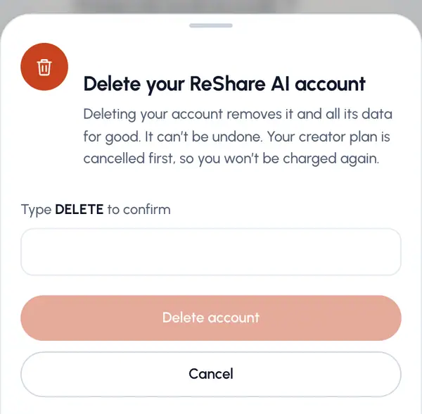Type DELETE in the box, then tap Delete account again.