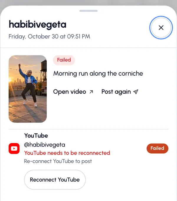 Change, cancel or retry a post