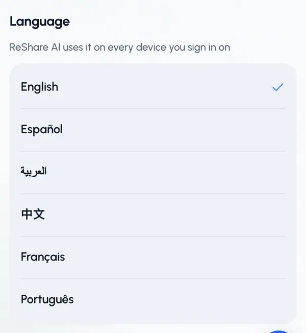 Tap the language you want.