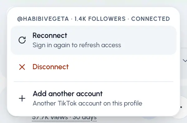 On the profile, tap the network's tile. A menu lists each account on it.