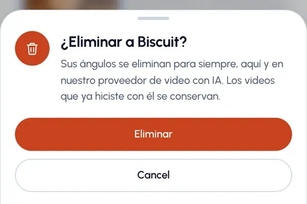 Toca Eliminar para confirmar.