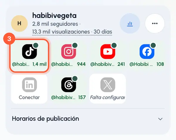 Vuelves a Perfiles con un mensaje que confirma que la red está conectada. El recuadro se pone verde y muestra el nombre de usuario de la cuenta.