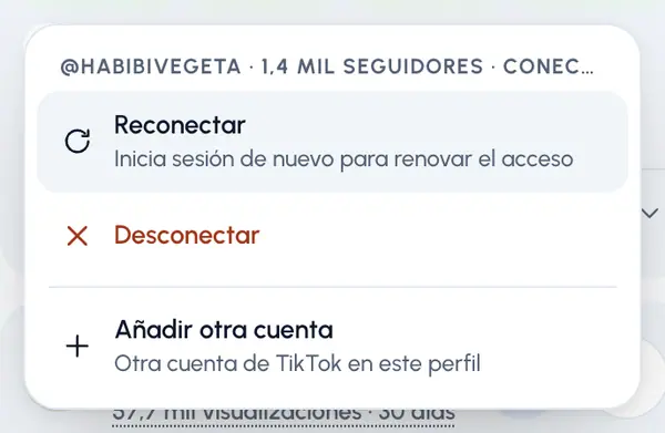 En el perfil, toca el recuadro de la red. Un menú muestra cada cuenta que tiene.