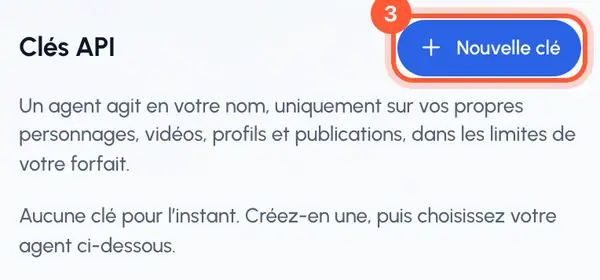 Sous Clés API, touchez Nouvelle clé.
