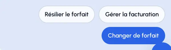 Touchez Résilier le forfait. Ce bouton apparaît sur un forfait payant qui n’est pas offert et qui ne doit pas déjà prendre fin.