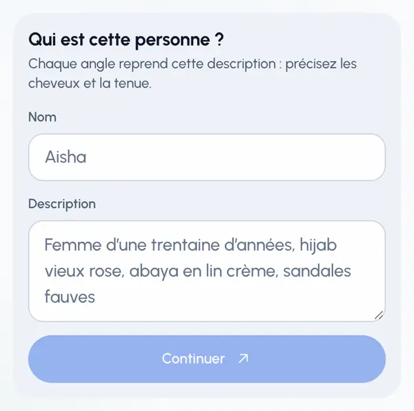 Touchez Nouveau personnage. Si vous n’avez encore aucun personnage, le formulaire est déjà ouvert.