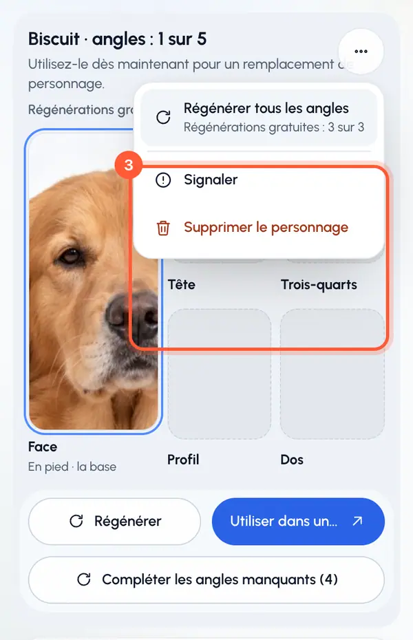 Touchez Régénérer tous les angles. Vous pouvez aussi toucher Régénérer en bas de la page.