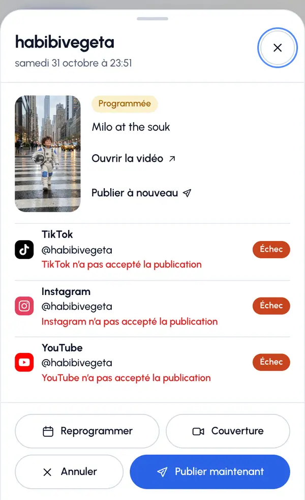 Modifier, annuler ou relancer une publication