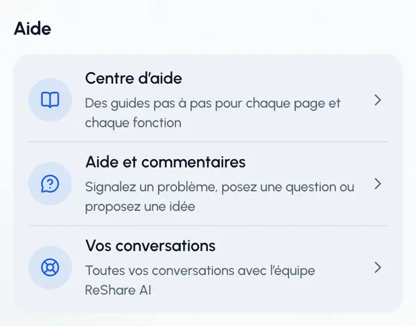 Faites défiler jusqu’à Aide.