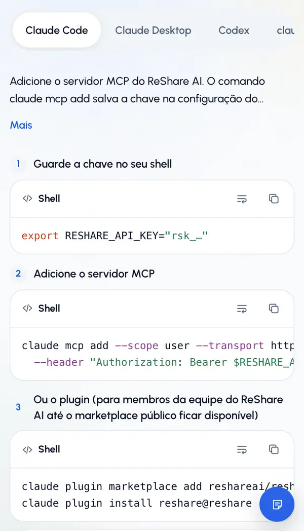 Siga as etapas mostradas para ele. Cada etapa traz o comando ou o texto exato para copiar.