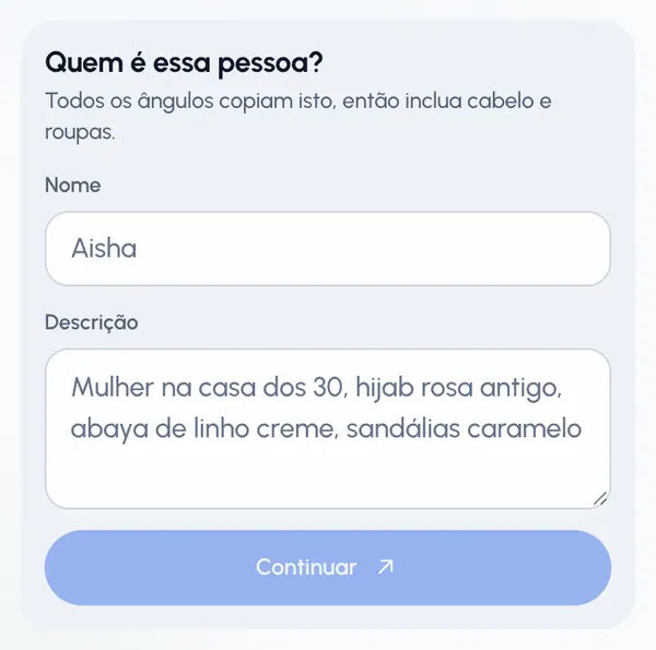 Toque em Novo personagem. Se você ainda não tem nenhum personagem, o formulário já vem aberto.