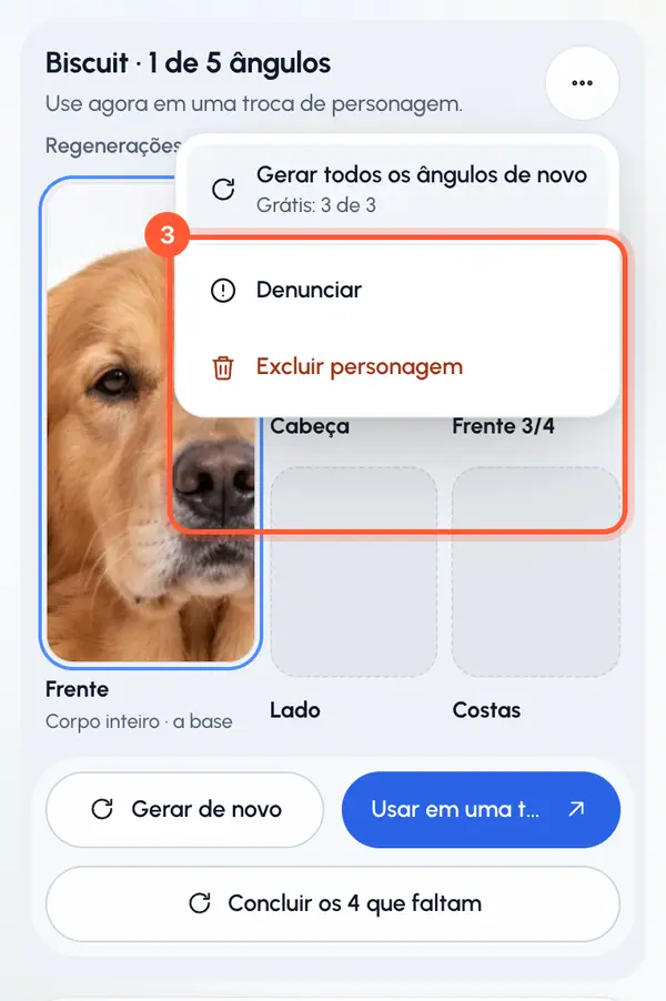 Toque em Gerar todos os ângulos de novo. Você também pode tocar em Gerar de novo na parte de baixo da página.