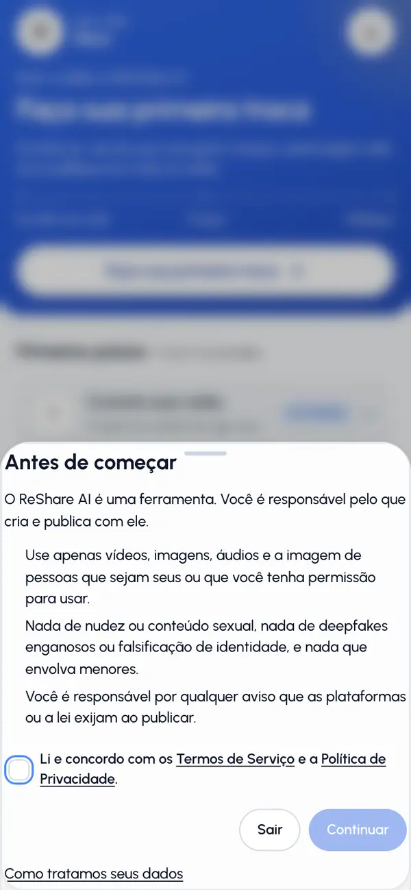 Leia os pontos curtos em Antes de começar (ou Nossos Termos mudaram). Os links abrem os Termos e a Política de Privacidade completos.