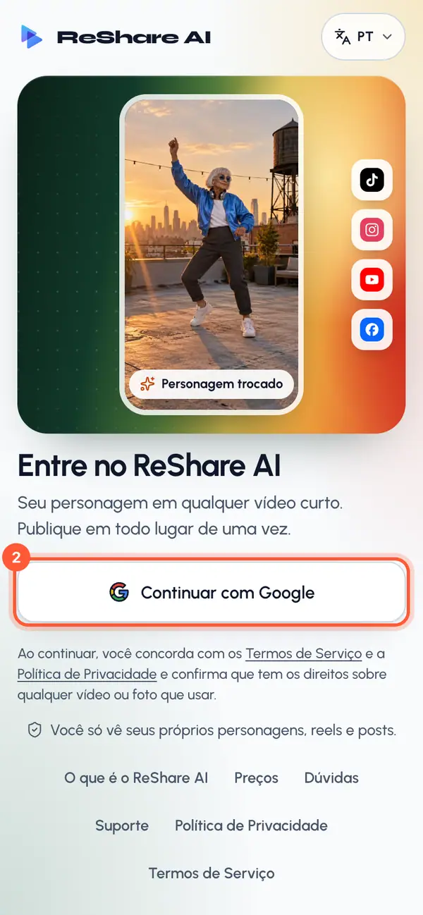 Abra a página de login.