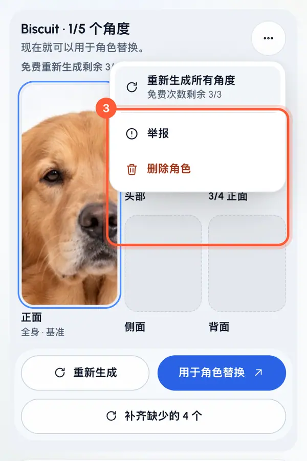 点按重新生成所有角度。你也可以点按页面底部的重新生成。