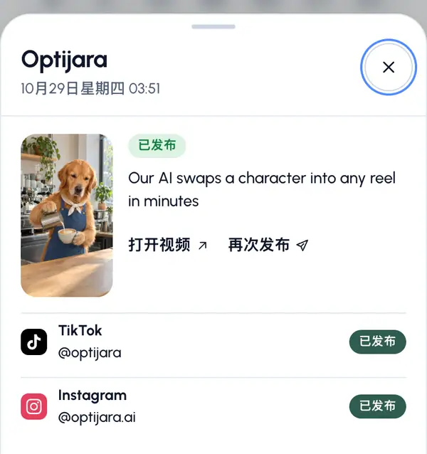 接下来可执行操作的按钮,比如为定时帖子改期或重试失败的帖子。